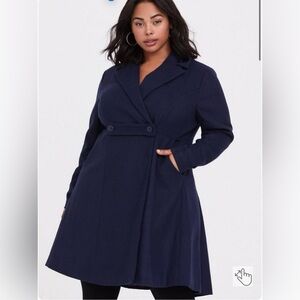 Torrid Outlander Navy Double-Breasted Swing Coat size 2